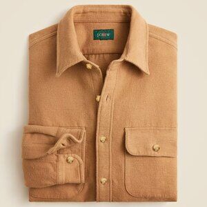NWT J Crew Heavyweight Chamois Flannel Shirt in Light Brown Tan